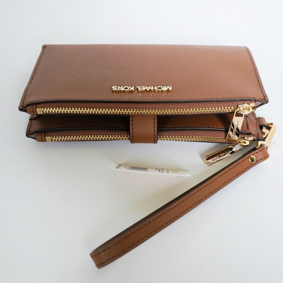 Michael Kors JST Double Zip Leather Wallet Brown - Picture 4 of 9